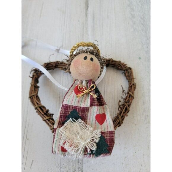 Mini heart wreath angel handmade ornament Xmas decor - Picture 1 of 5